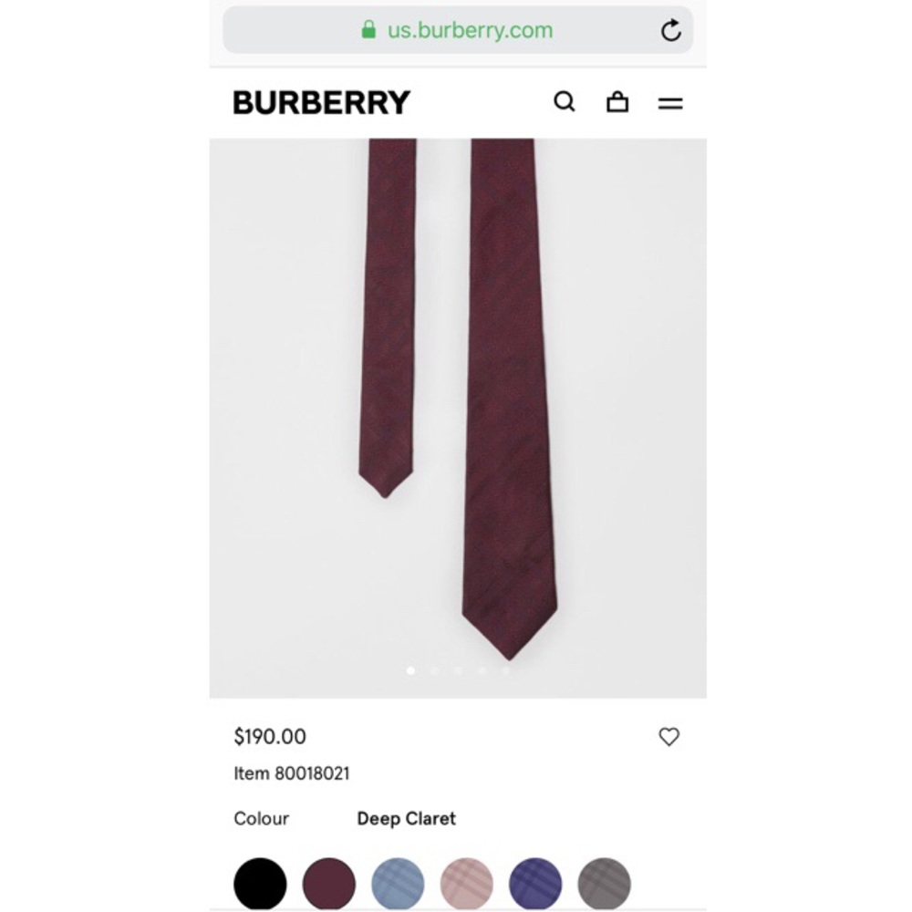 BURBERRY Modern Cut Check Silk Tie
